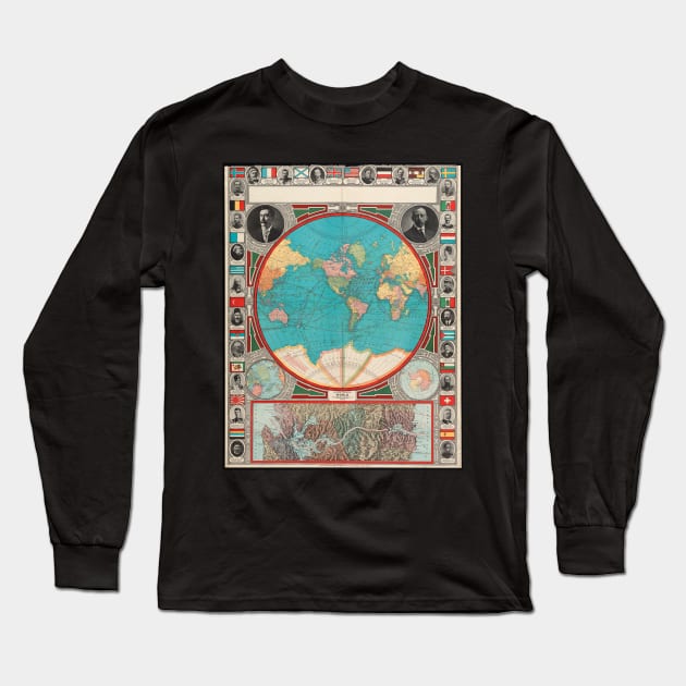 Vintage Map of The World (1913) Long Sleeve T-Shirt by Bravuramedia